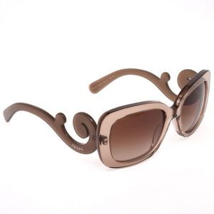 Authentic Prada baroque square tan scroll sunglasses